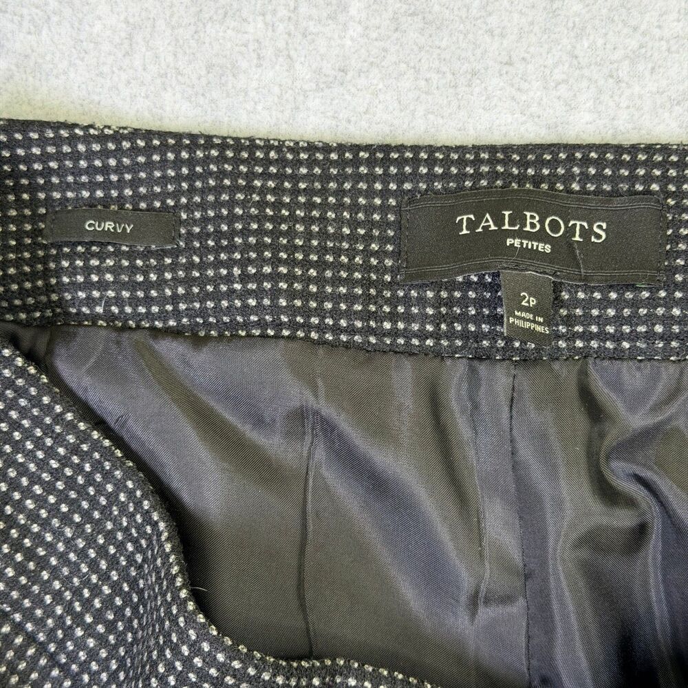 Talbots Petites Curvy Pants 2P Black Dot Wool Blend Dress Career Womens - Picture 3 of 9